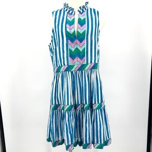 Oliphant sleeveless ruffle collar mini dress